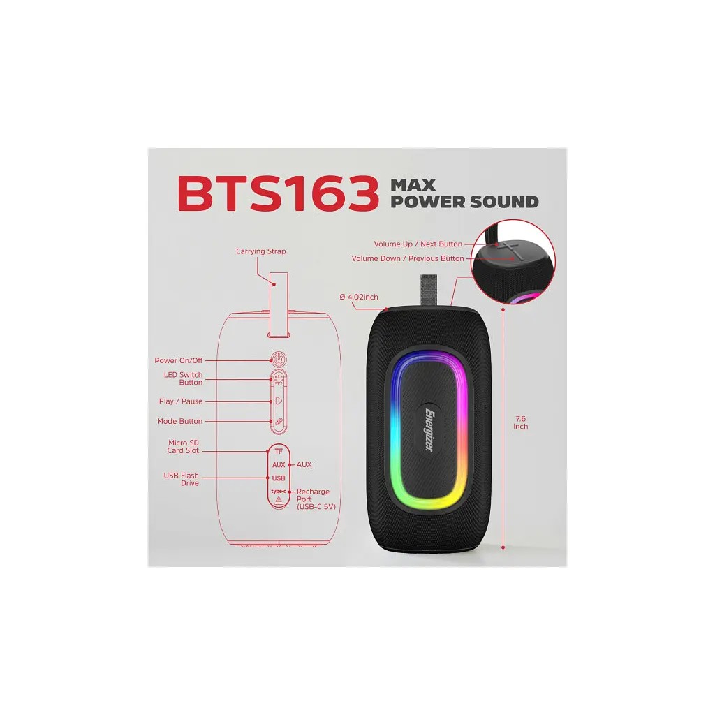 Акустична система Energizer BTS163 Black (BTS163) - фото 11