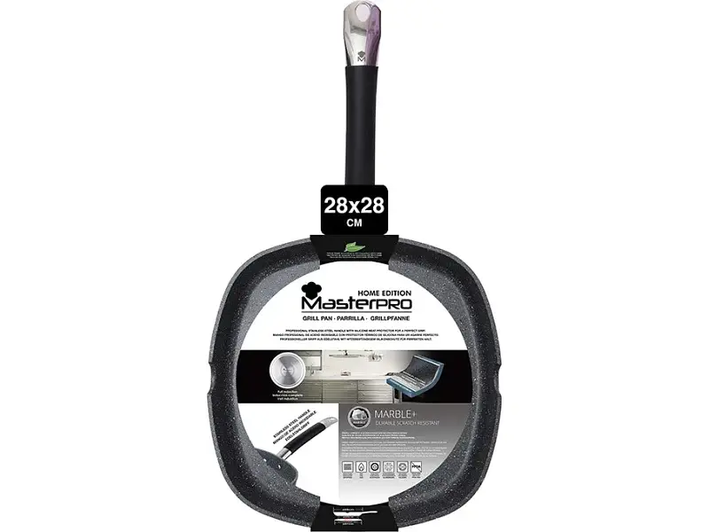 Сковорода гриль Bergner MasterPro Home edition 28х28 см (BGMP-3292-BK) - фото 2