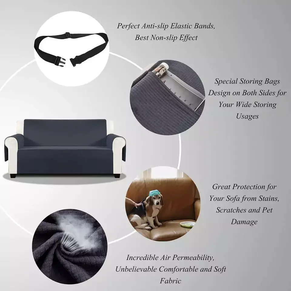Високоякісний водонепроникний чохол на диван Modern Sofa Cover Black - фото 3