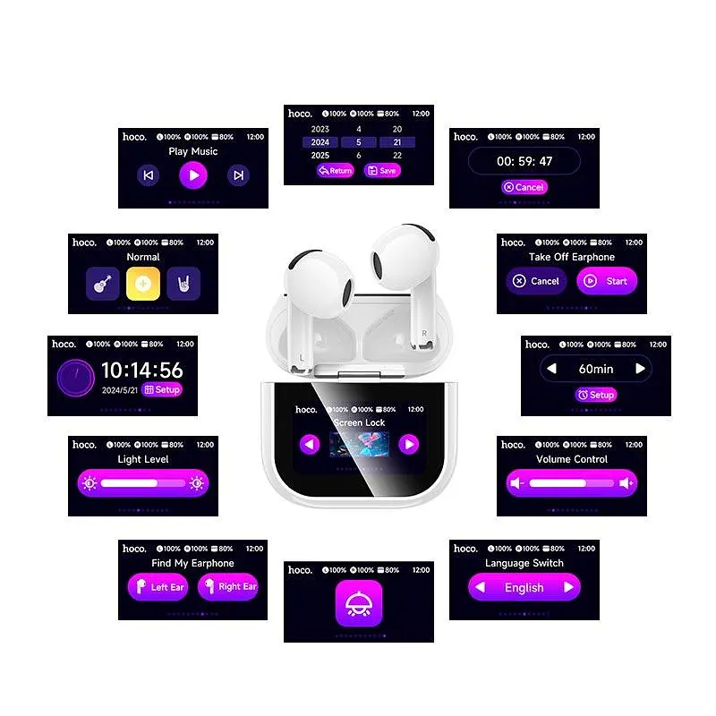 Беспроводные наушники Hoco EW82 Sparkle true wireless touch screen BT headset, BT5.4, 30mAh, 300mAh, 4h, white - фото 5