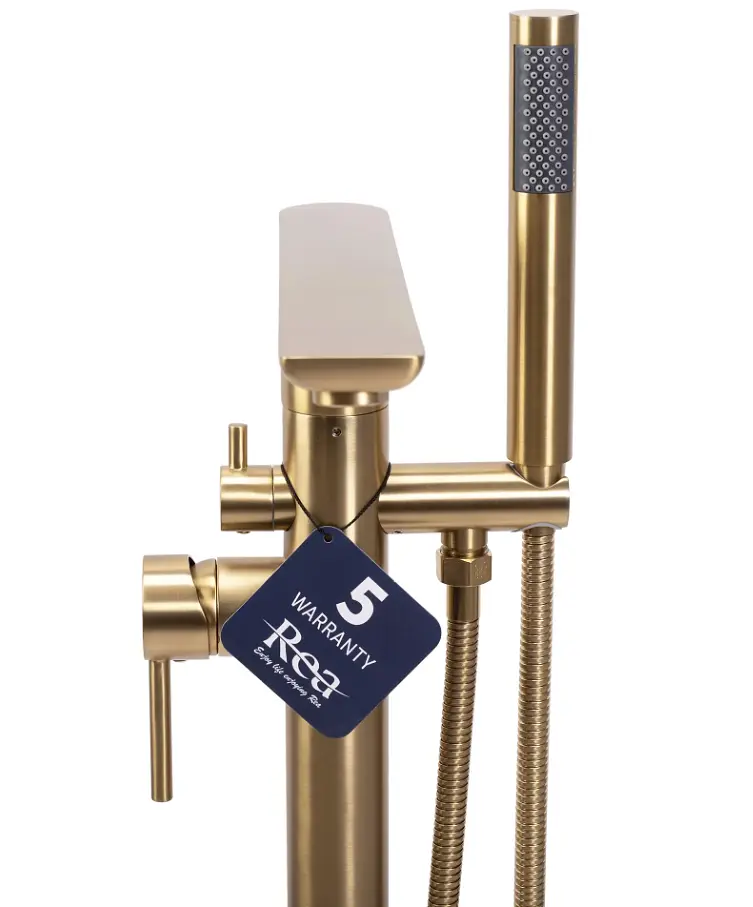 Змішувач для ванни Rea Flores brushed gold підлоговий REA-B2713, Золотий - фото 3