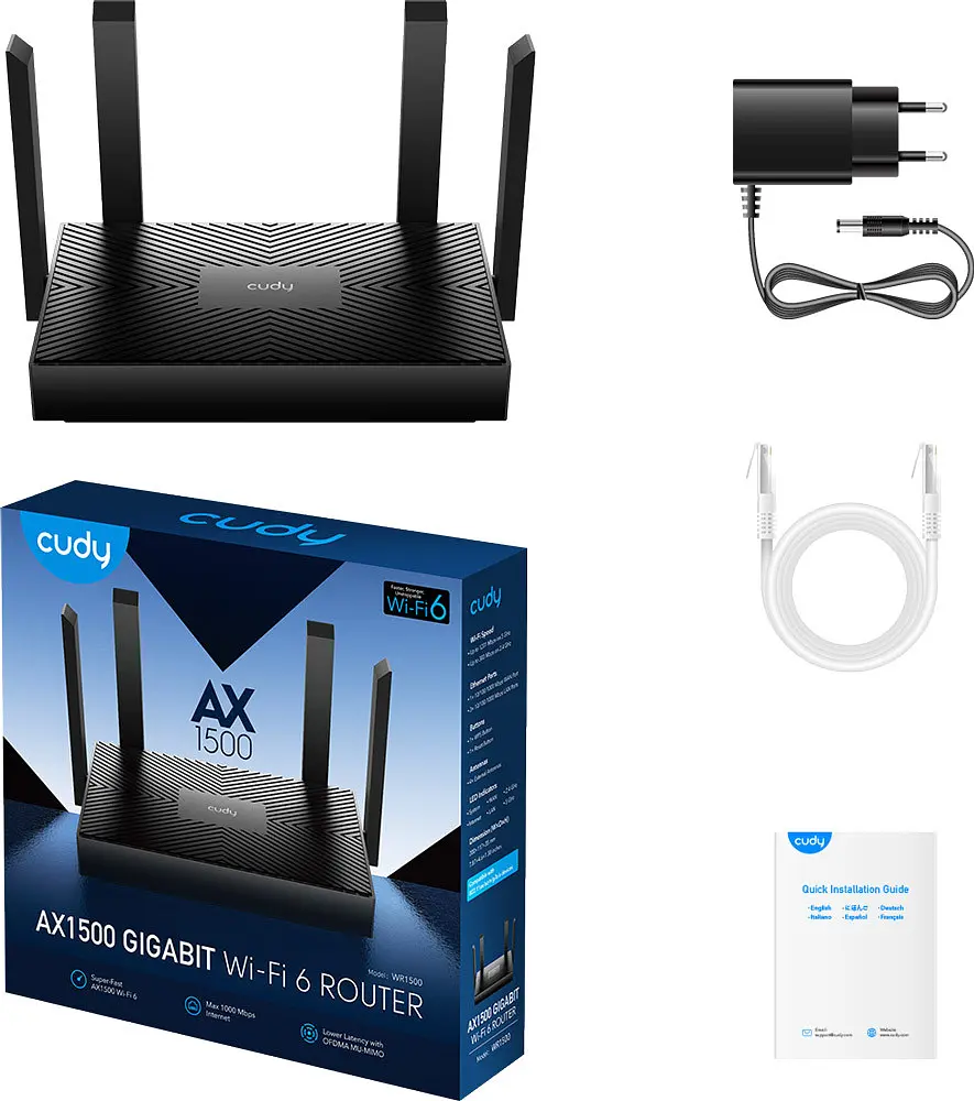 Маршрутизатор Cudy WR1500, AX1500 Gigabit Wi-Fi 6, 2.4GHz, 4x10/100/1000Mbps, WPA3, 4x5dBi fixed ant - фото 6