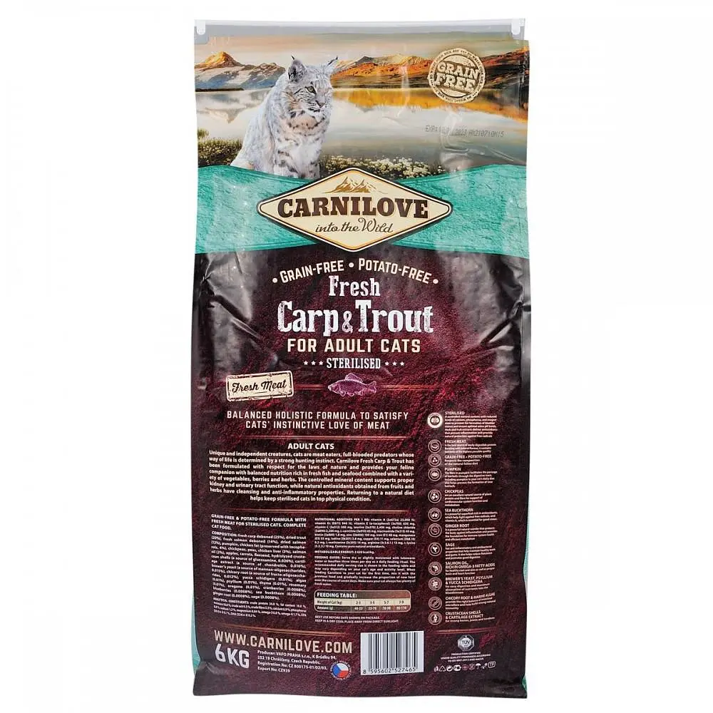Сухий корм Carnilove Fresh Carp & Trout Sterilised for Adult cats 6 кг короп і форель для стерилізованих кішок - фото 4