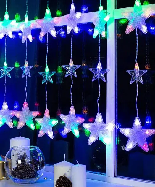 Гірлянда-штора XPRO Xmas Зорепад 120L на мідному дроті 3х1.8 м, мультикольорова (47685-8175_347) - фото 2