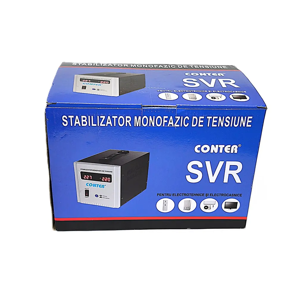 Стабілізатор напруги релейний Conter SVR-2000VA 1500Вт, 150-270В, 230В±8%, 2 розетки, LED дисплей, 9.1А, 50/60Гц - фото 7