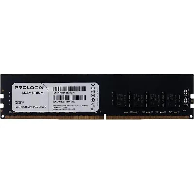 Оперативна пам'ять Prologix DDR4 16GB 3200 MHz (PRO16GB3200D4)