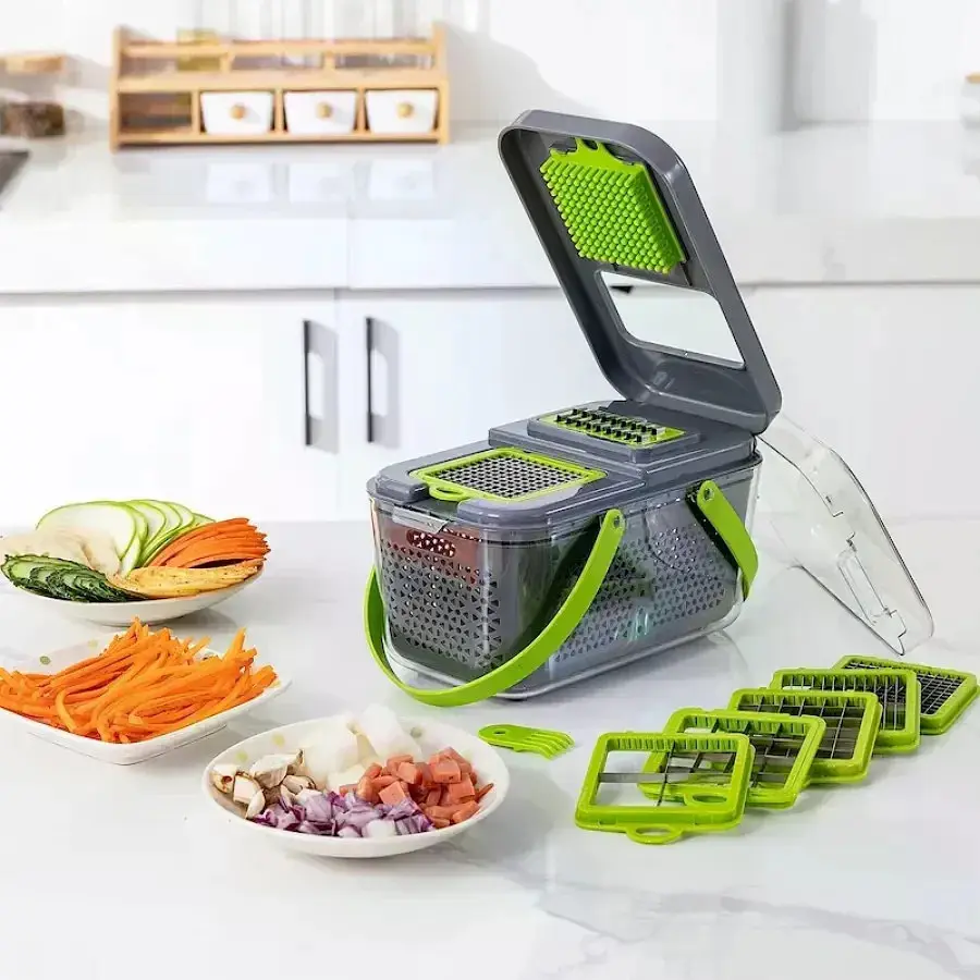 Овочерізка мультислайсер AND1536 Vegetable Cutter - ручний подрібнювач для овочів, фруктів, салатів і домашньої нарізки - фото 6