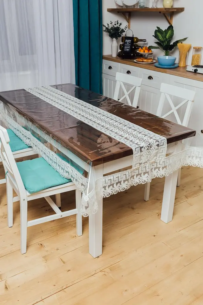 Силиконовая скатерть с молочным Версаче 380х150 см - фото 5