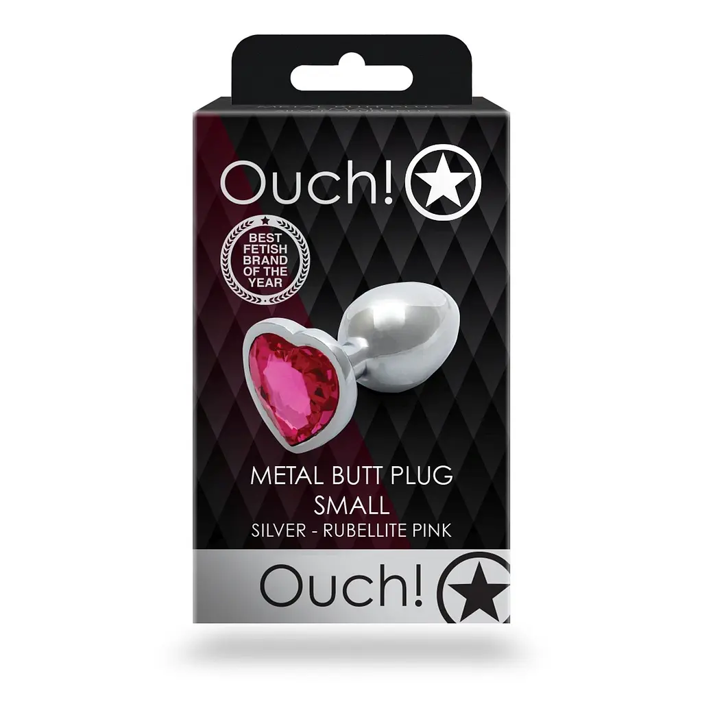 Анальна пробка Ouch! Heart Gem Butt Plug Small, 6.9 см (сріблястий) - фото 9