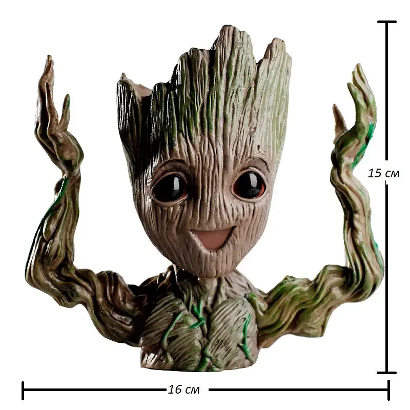 Горшочек для цветов и канцелярии Грут Groot G4 + подставка пень - фото 8