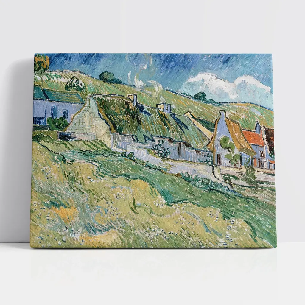 Інтер'єрна картина Халупки, Вінсент ван Гог, Vincent van Gogh, Thatched Cottages, інтер'єрний декор, 60×80 см (id6662)