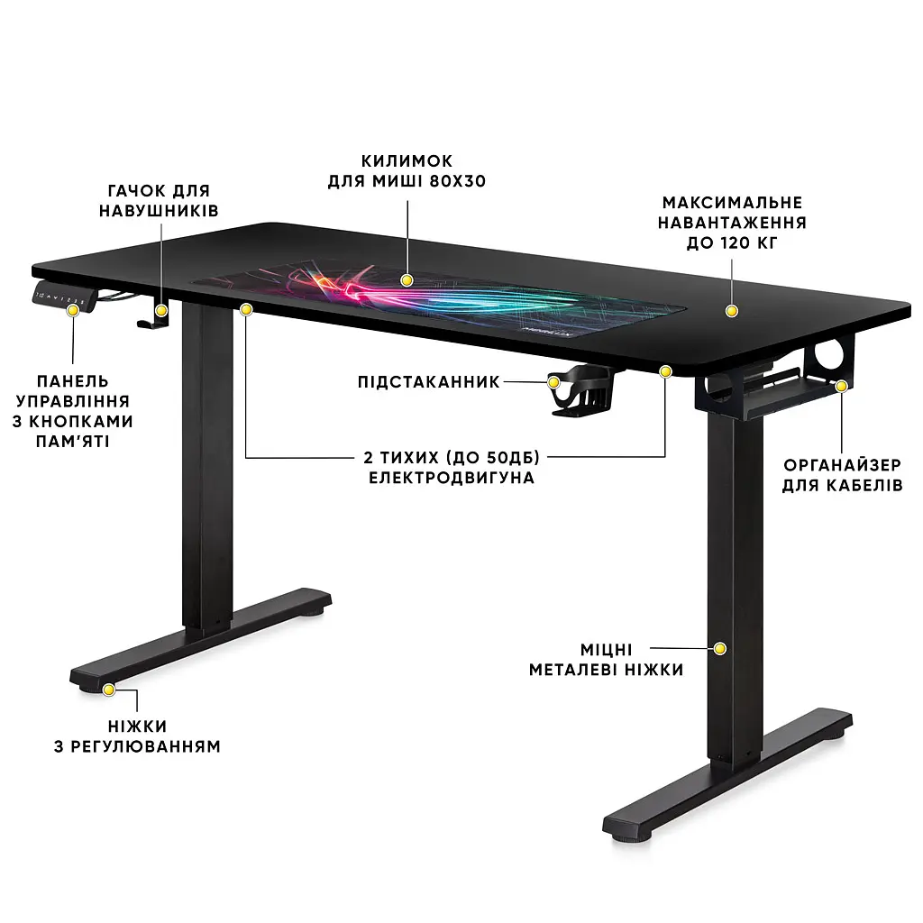 Комп'ютерний стіл Mealux PowerDesk Duo Black (EVO-242 Duo B/B) - фото 4