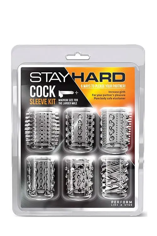 Насадка на пеніс Blush Stay Hard Cock Sleeve Kit, 6 шт. (прозорий) - фото 2
