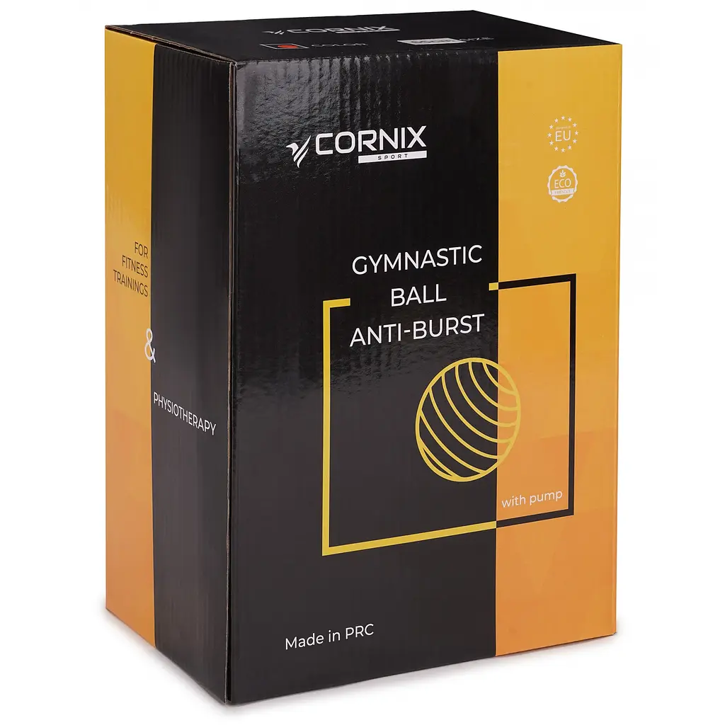М'яч для фітнесу (фітбол) Cornix 65 см Anti-Burst XR-0020 Black - фото 6
