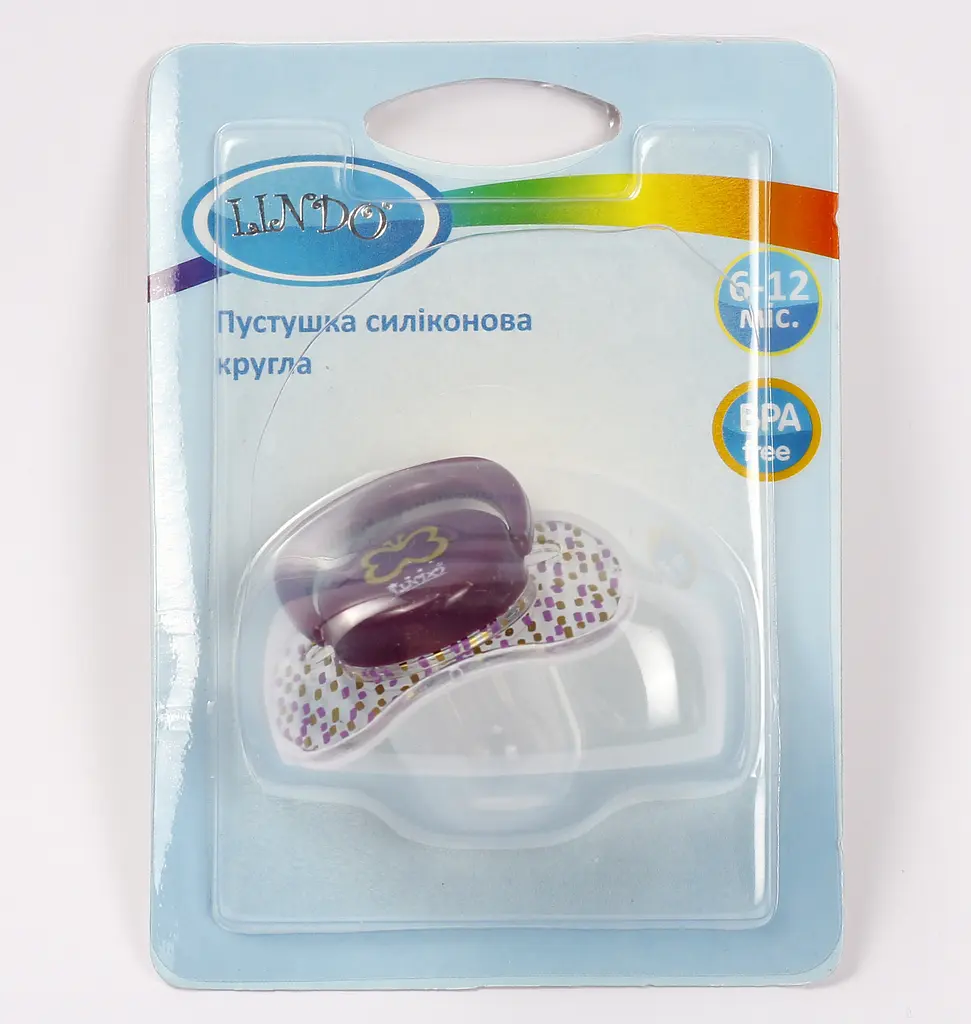 Пустушка силіконова Lindo, кругла, 0-6 міс., фіолетовий (Li401 / 0-6 ф) - фото 2
