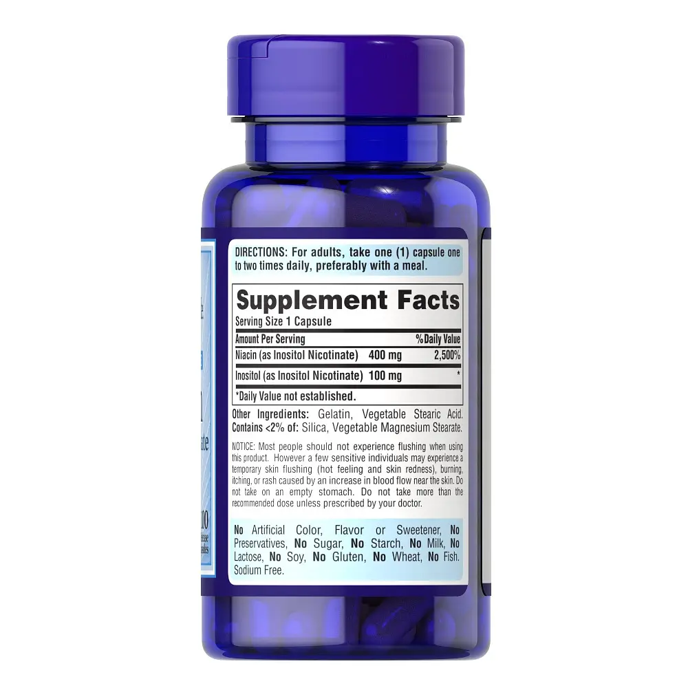 Вітаміни та мінерали Puritan's Pride Niacin 500 mg Flush Free, 100 капсул - фото 2