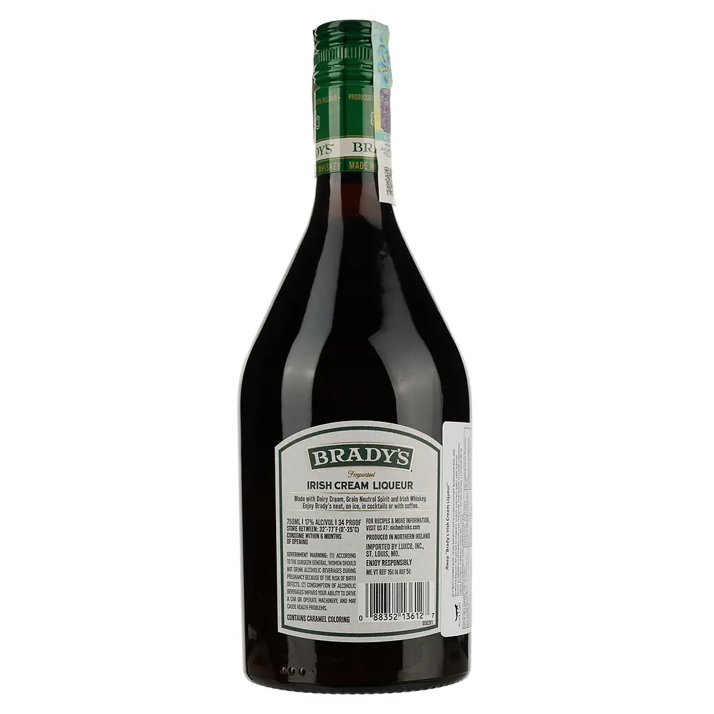 Ликер Luxco Bradys Irish Cream Liqueur 17% 0.75 л - фото 2