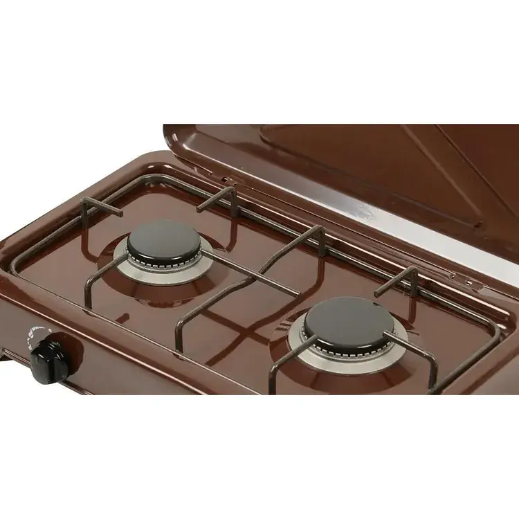 Плита газовая Ravanson K-02BR на 2 конфорки с крышкой эмаль механическое управление - фото 2