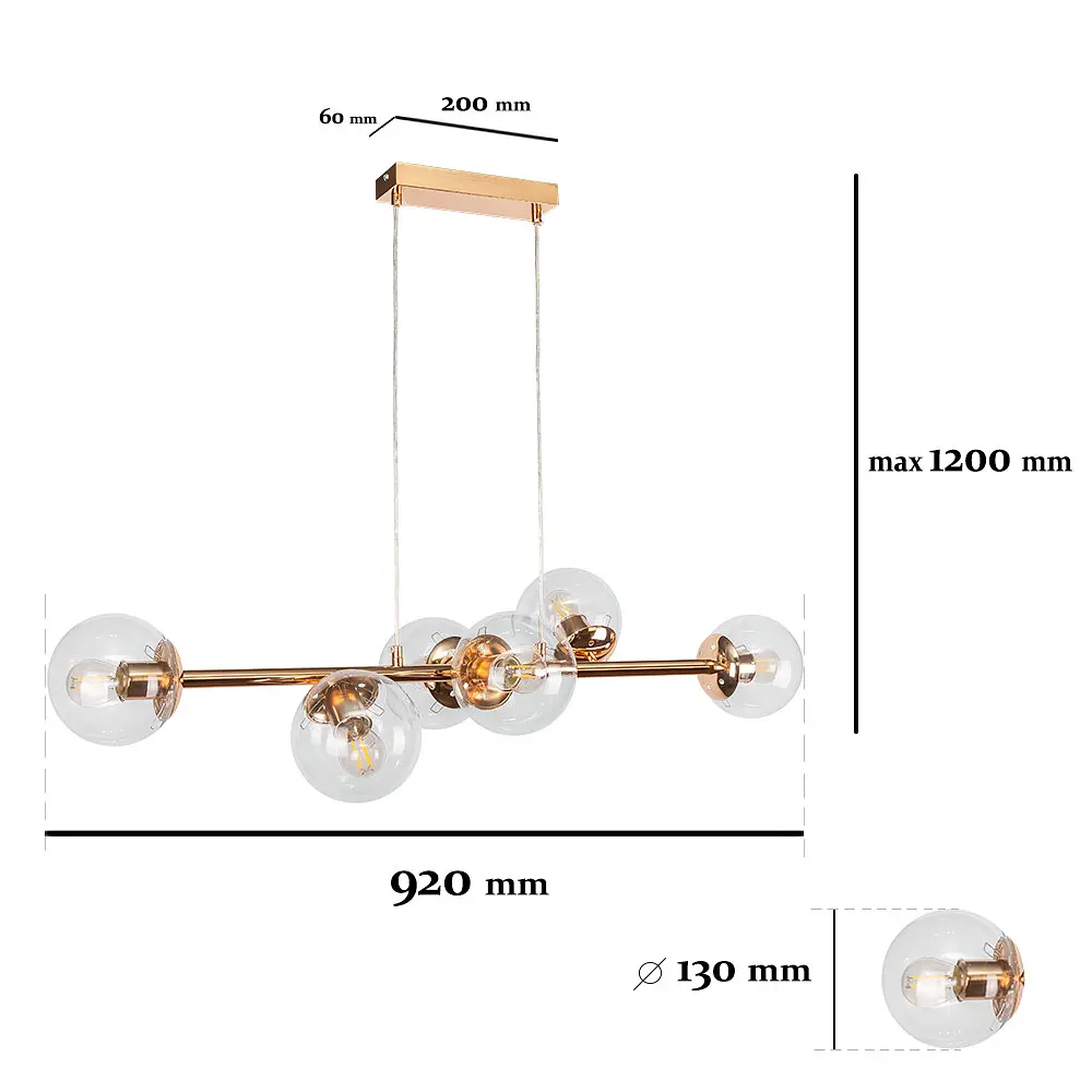 Люстра LED Levistella 7521010-6 GD+CL, 6 плафонів, метал, золото, прозоре скло - фото 5