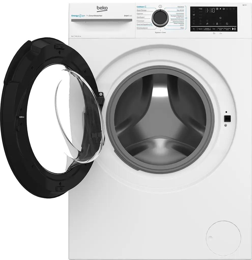 Beko Пральна машина Beko фронтальна, 8кг, 1400, A, 55см, дисплей, інвертор, пара, білий - фото 4