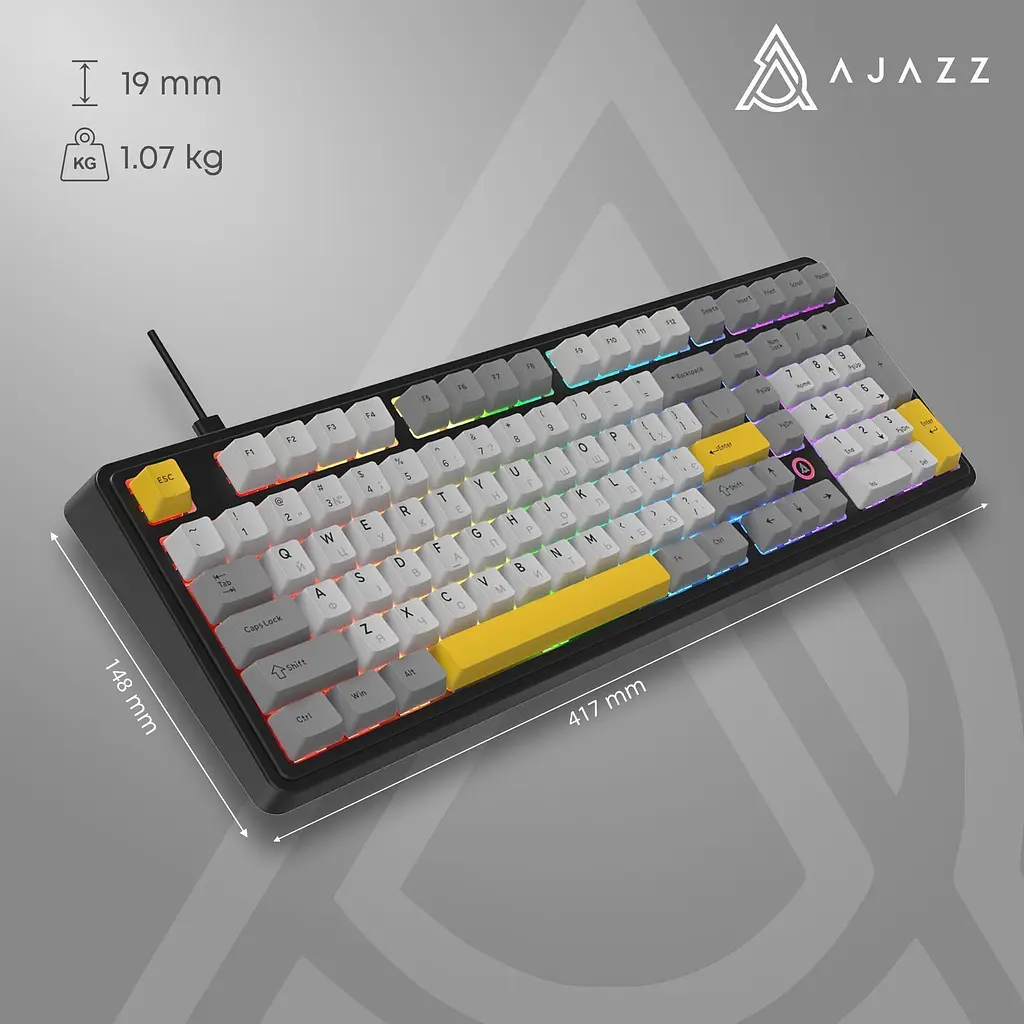 Клавиатура Ajazz AK980 MAX Magnetic Switch Black/Grey/Yellow (AK980-MAX-M-BGY) [156882] - фото 14