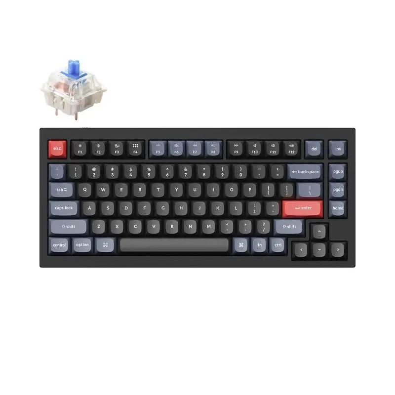 Клавіатура Keychron Q1 QMK Hot-Swappable Gateron Phantom Blue RGB Knob Black (Q1M2_KEYCHRON)