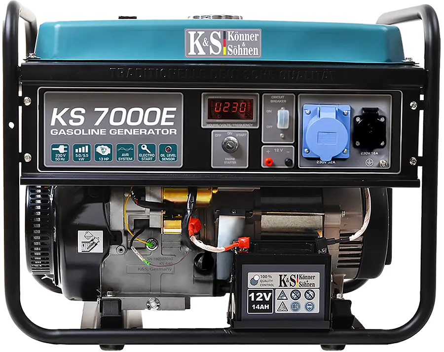 Генератор бензиновий Konner&Sohnen KS 7000E 1/3, 230/400В, 5.5/5.0кВт, LED-дисплей, електростартер, АВР(ATS), 81кг