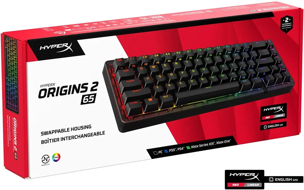 Клавіатура HyperX Alloy Origins 2 65key Red USB-A Hot-Swap EN/UA RGB Black (B4QS3AA) - фото 6