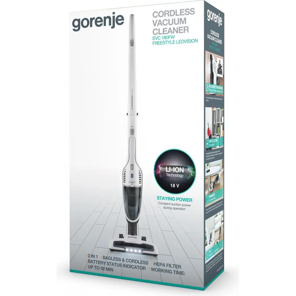 Пилосос 2 в 1 (вертикальний + ручний) Gorenje SVC180FW - фото 10