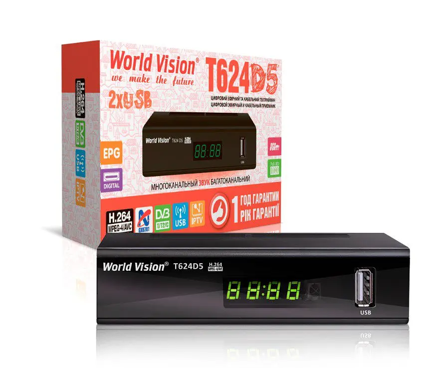 Ефірний Т2 ресивер цифровий тюнер World Vision T624-D5 - фото 3