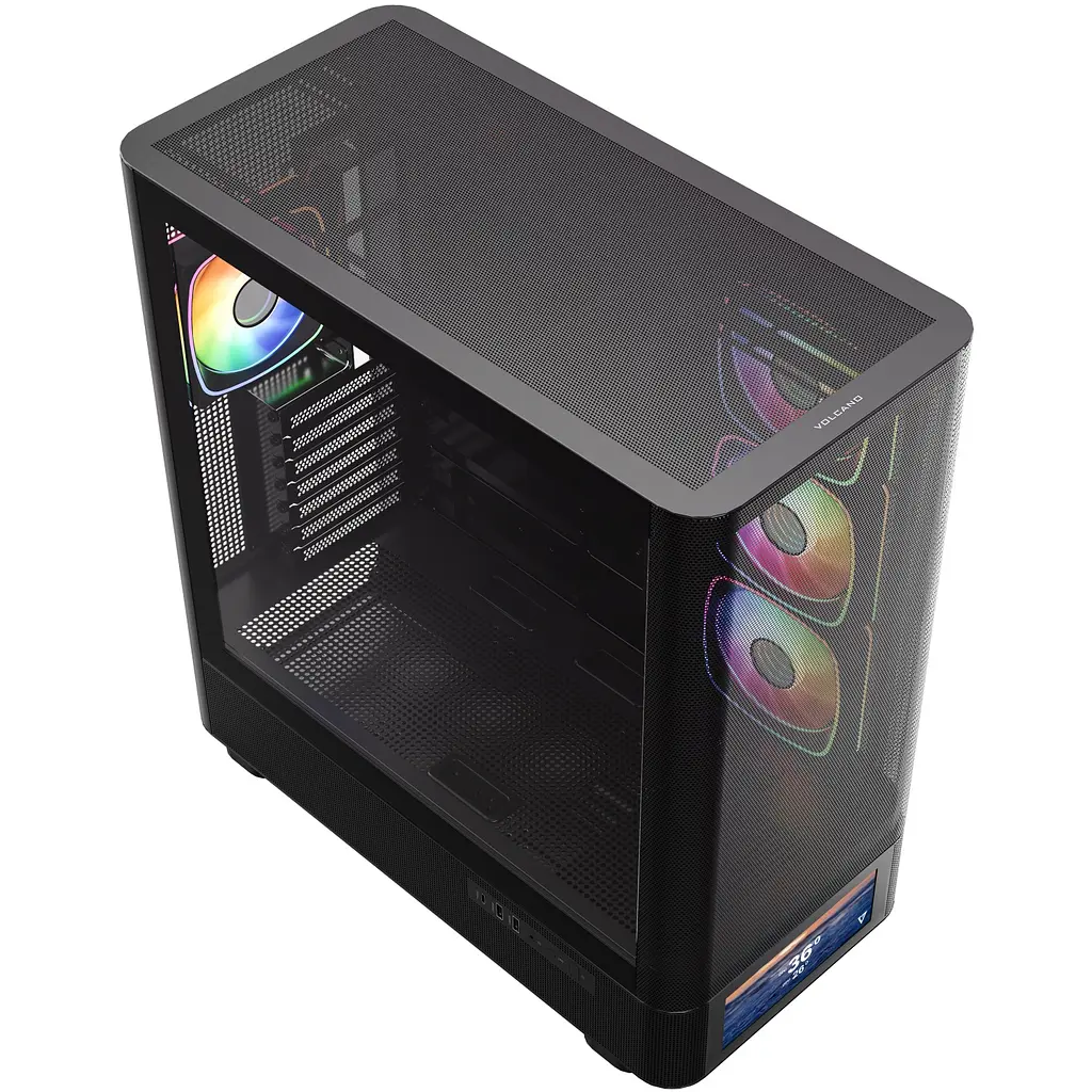 Корпус ModeCom VOLCANO AQ500 ARGB MIDI FRONT LCD 6,2” 4x120mm fans BLACK без БЖ ATX - фото 8