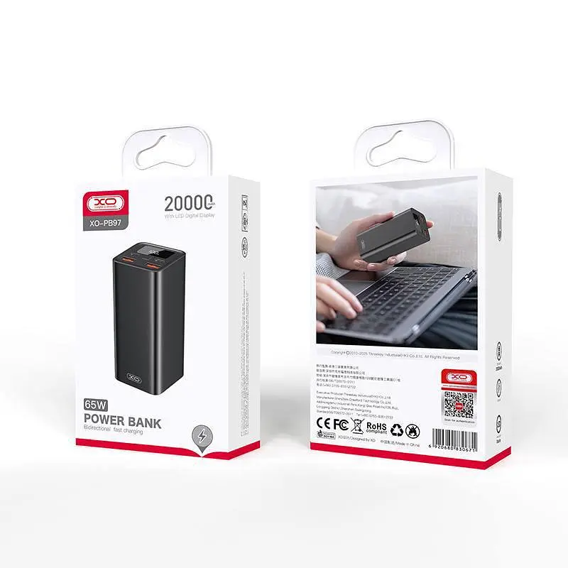 Наружный аккумулятор для ноутбуков XO PB97 65w 20000 mah черный - фото 5