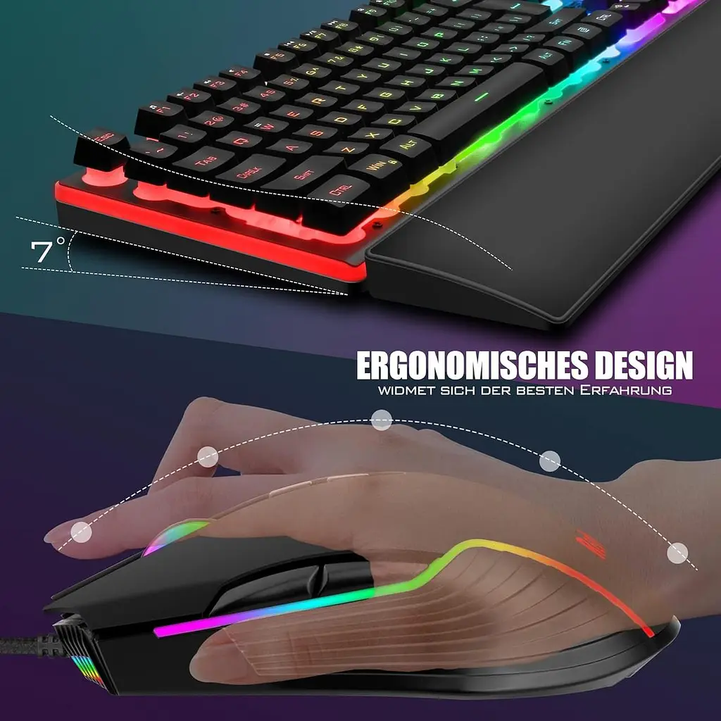 Ігровий комплект RedThunder K10: клавіатура, миша та підставка для зап’ясть RGB - фото 4