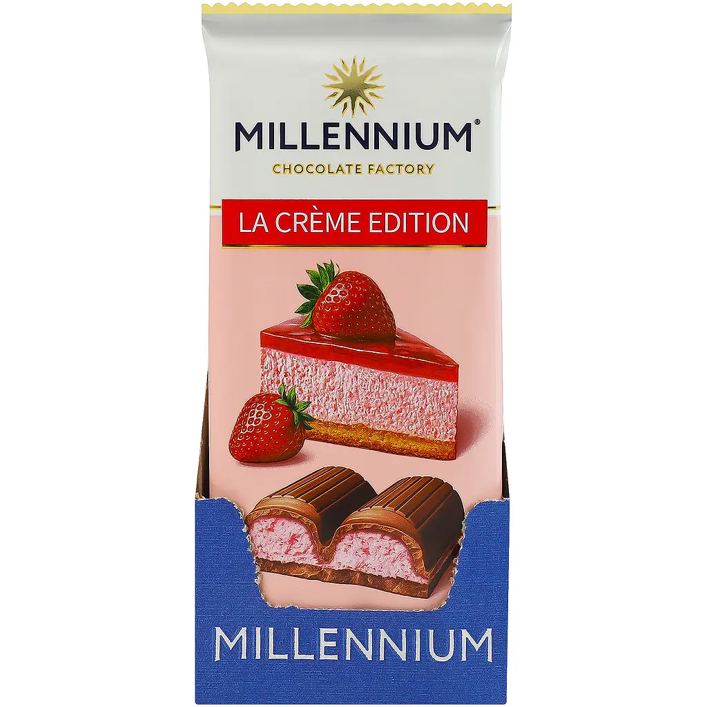 Уцінка. Шоколад Millennium La Creme Edition молочний з кремовою начинкою Полуничний Чізкейк 100 г  - фото 3