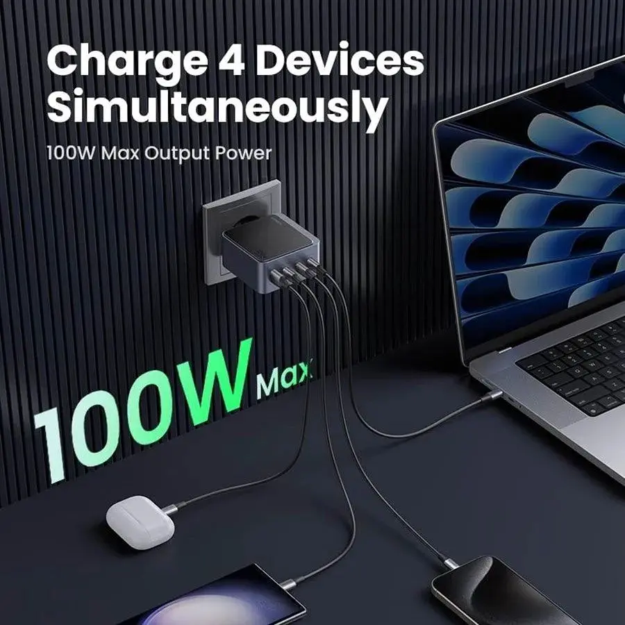 Зарядний пристрій 4xUSB 100W (3xUSB-C+USB-A) Gan Nexode Fast Charger Сірий X565 Ugreen (35043) - фото 3