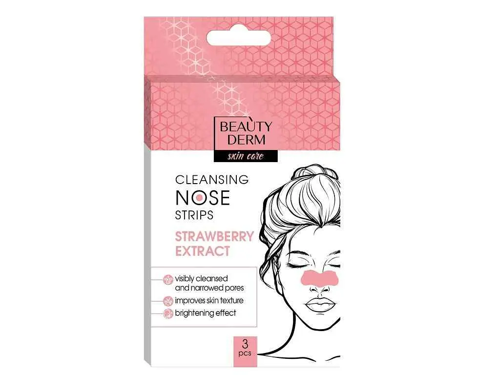 Смужки для носу BEAUTYDERM 3шт Очищуючі з екстрактом Полуниці