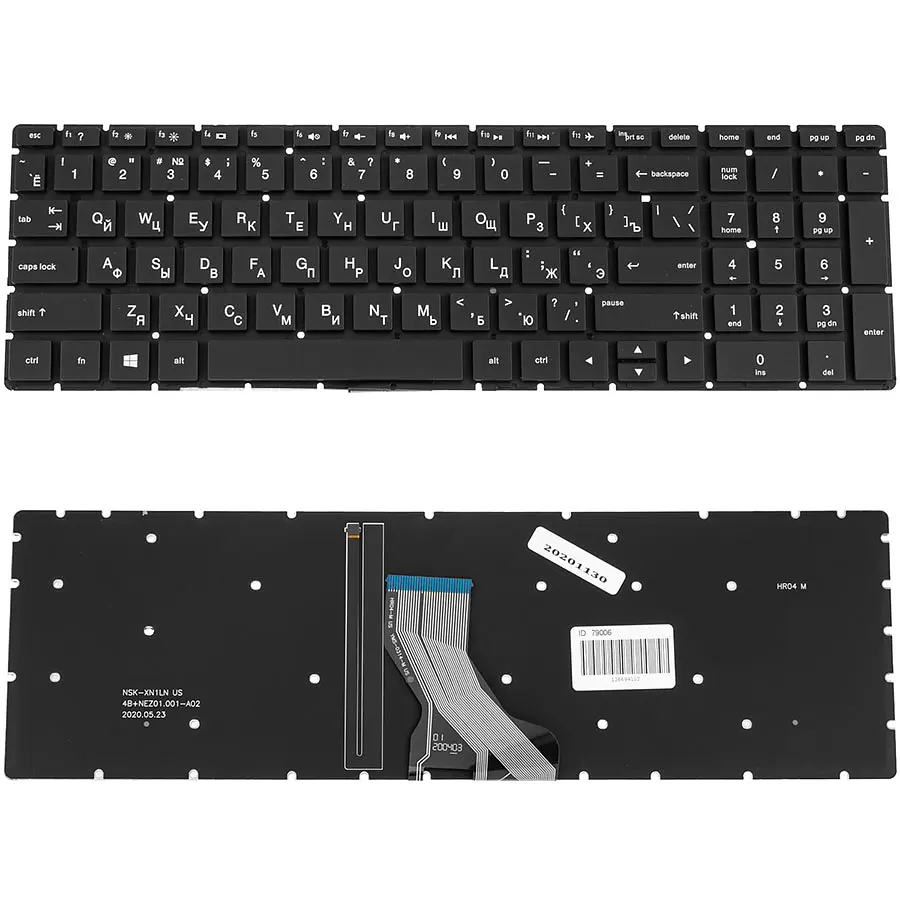Клавіатура для ноутбука HP (250 G7, 255 G7 series) rus, black, без фрейма, підсвічування клавіш - фото 2
