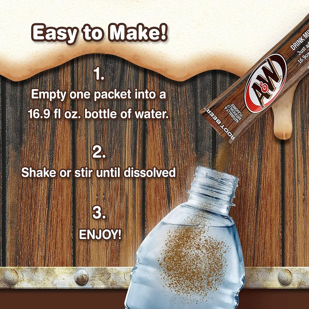 Порошковий напій A&W Root Beer Powder Drink Mix 6 стіків 15 г - фото 2