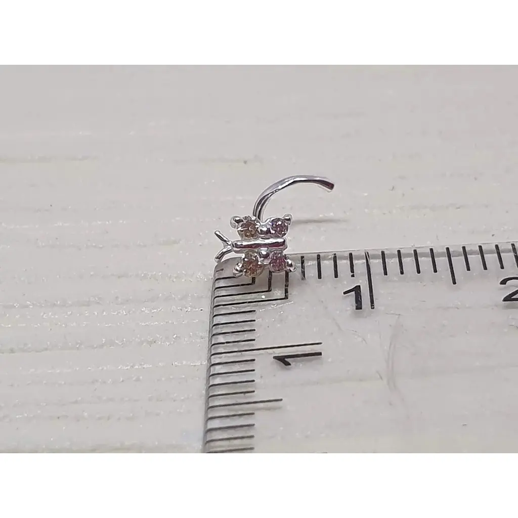 Срібна сережка-пірсинг в ніс Dear. 1041.2С Шампань - фото 3