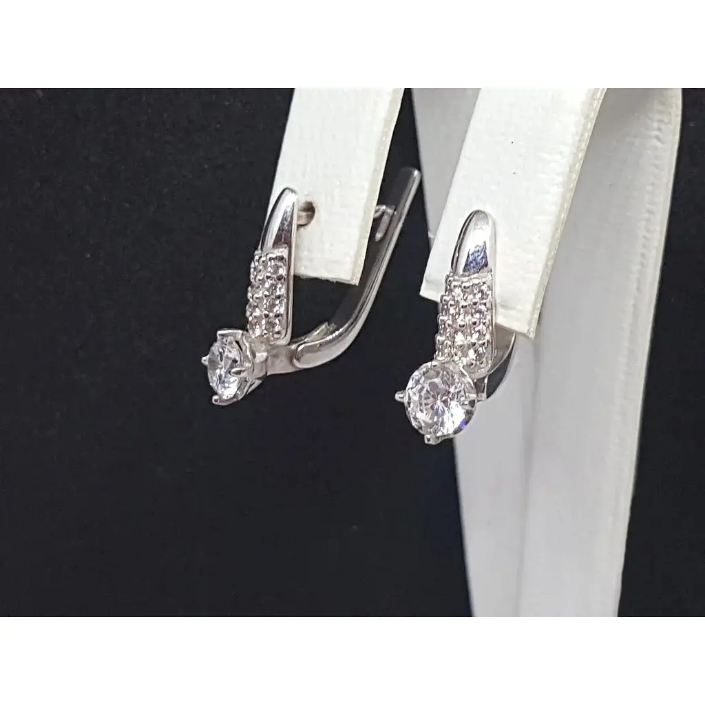 Серебряные серьги Лазурит с фианитами. 25014р - фото 3