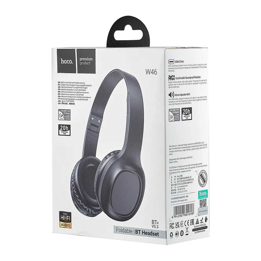 Навушники Bluetooth Hoco W46 Charm BT headset Black - фото 2