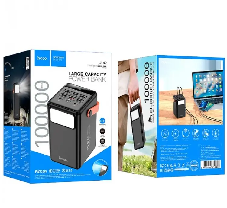 Power Bank Hoco J142 Surpass 22.5W+PD20W fully compatible power bank(100000mAh) Black - фото 2