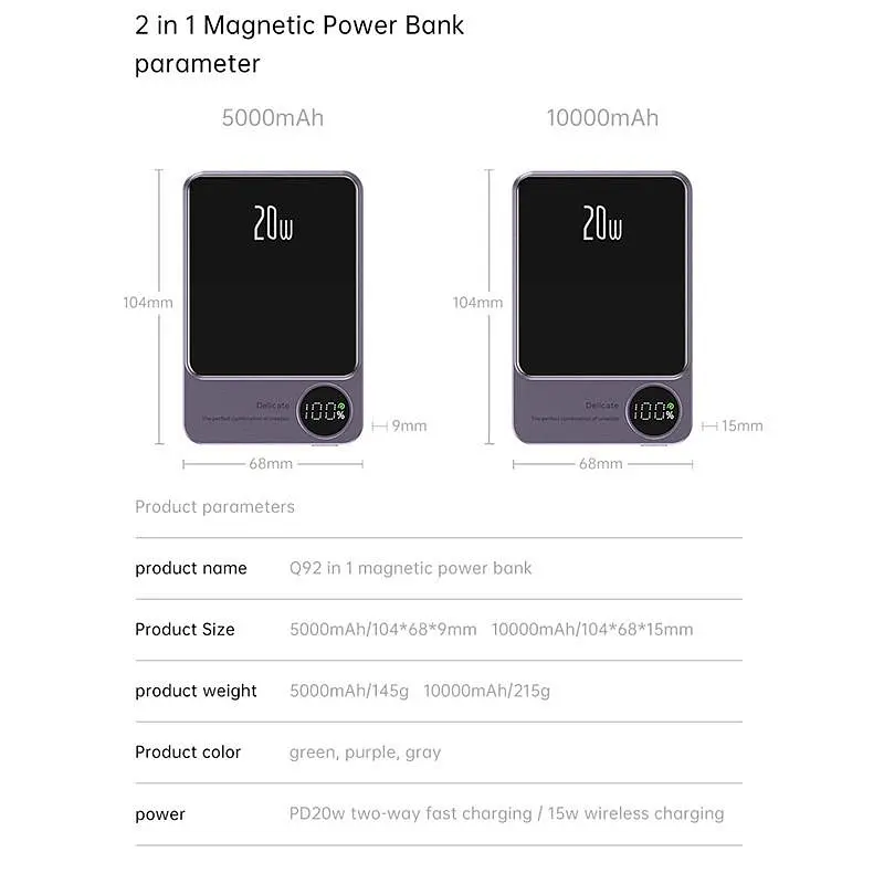 Бездротовий Повербанк MagSafe Power Bank для iPhone 10000mAh 20W Магсейф Павербанк з бездротовою зарядкою Q9p - фото 10