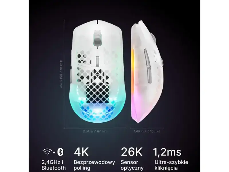 Миша SteelSeries Aerox 3 Wireless Gen 2 Ghost (62715) - фото 6