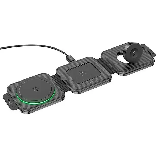 Беспроводное ЗУ Hoco CQ4 Unique 3-in-1 folding magnetic wireless 15W - фото 2