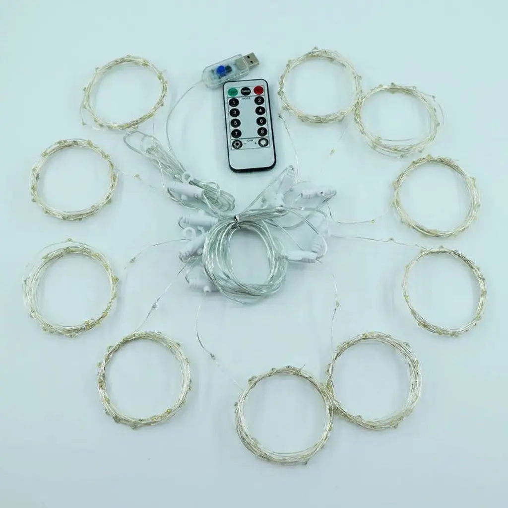 Новорічна світлодіодна гірлянда шторка дощ "Роса" YS - 84017 200 LED USB 3х2м (мультиколор) + пульт ДК 82753 - фото 9