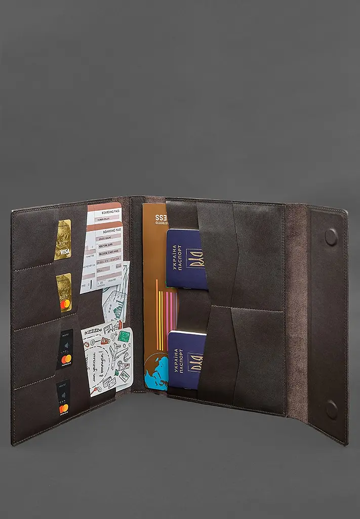 Кожаная папка для документов "Семейная" А4 темно-коричневая - фото 3