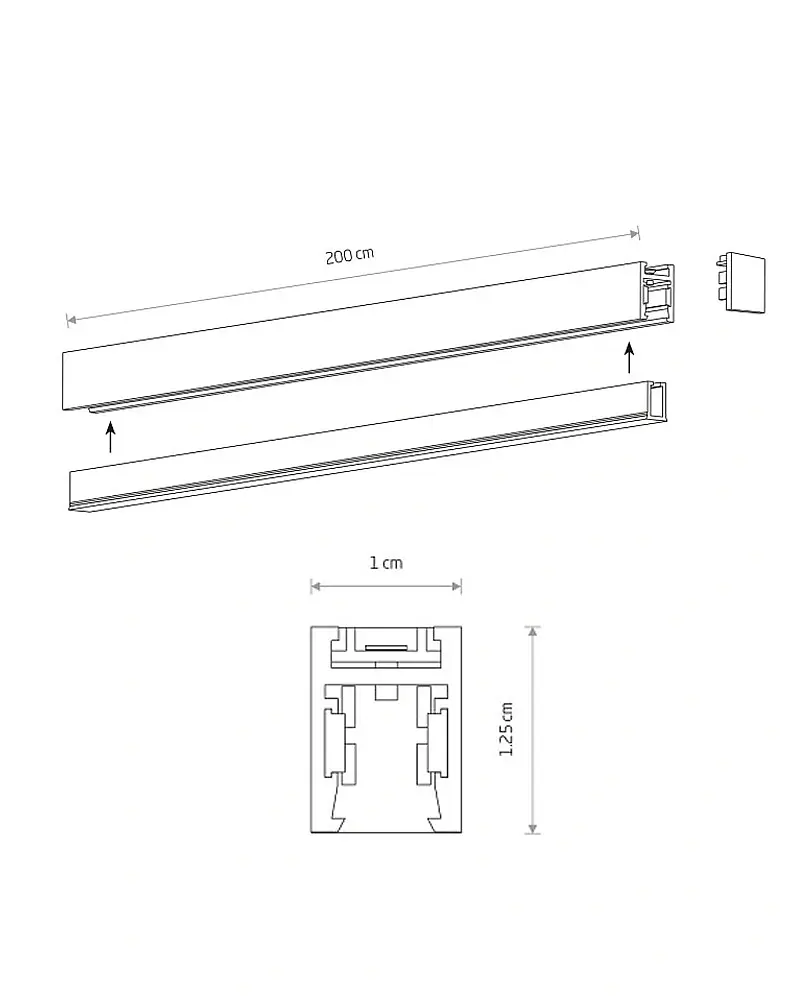 Магнітний шинопровід накладний Nowodvorski 11725 NANO-LVM Track 2m IP20 чорний - фото 4