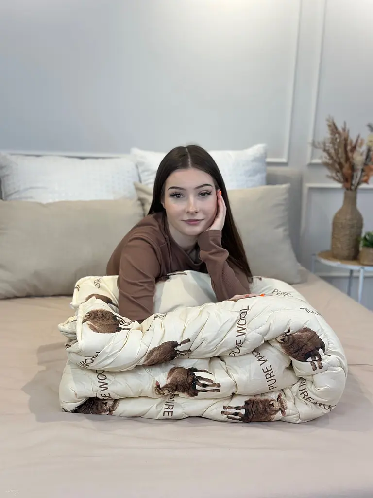 Ковдра євро з овечої вовни Arda Pure wool 21435 195х215 см бежева - фото 6