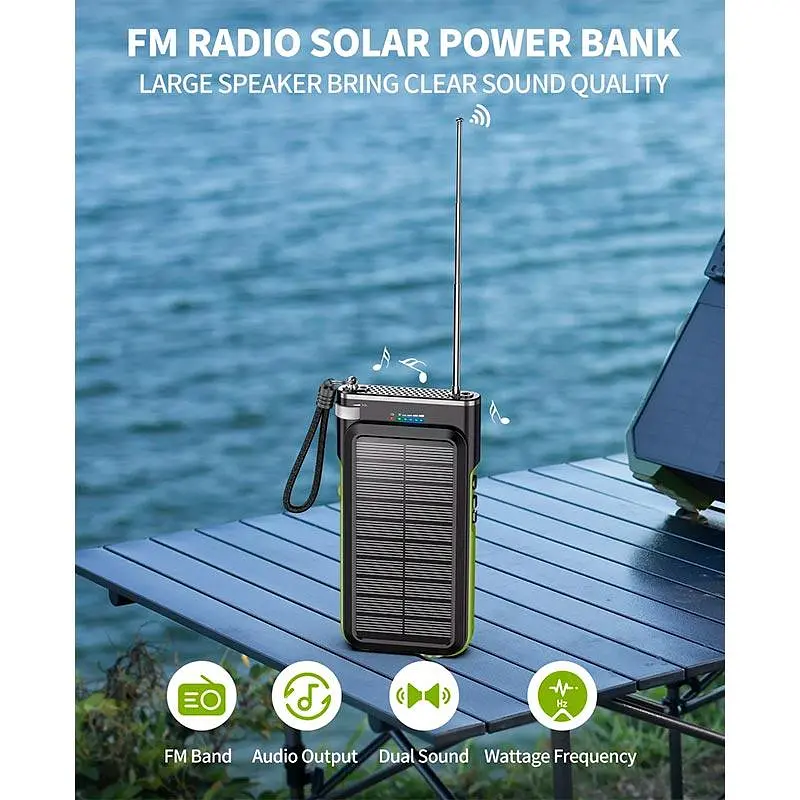 Наружный аккумулятор с солнечной панелью Solar 20000 mAh PN-W26 с радио и БЗП - фото 5